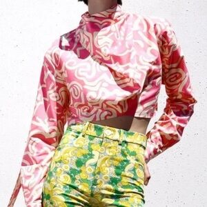 ZARA PRINTED TIED TOP